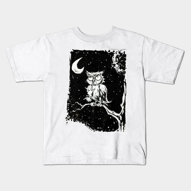 Midnight Owl Hunt for Dinner Kids T-Shirt by Scullenary